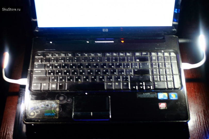 Подсветка клавиатуры ноутбука с помощью двух Led ламп