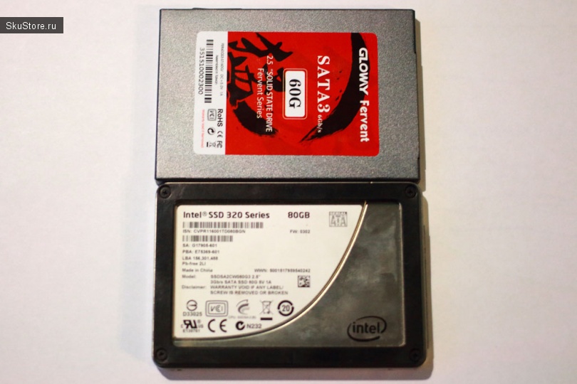 Gloway Fervent SSD SATA3 и Intel SSD 320 SATA 2
