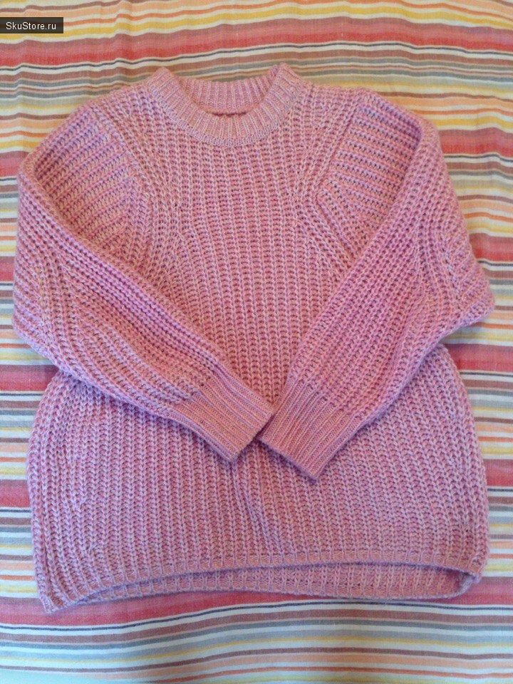 Нежно-розовый шерстяной свитер с Алиэкспресс
