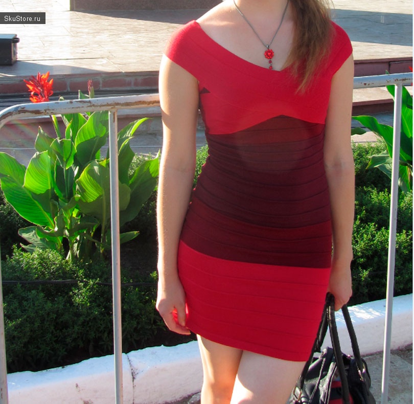Красное облегающее платье с Алиэкспресс