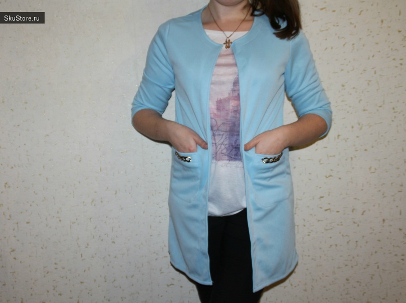 Пиджак-пальто голубого цвета