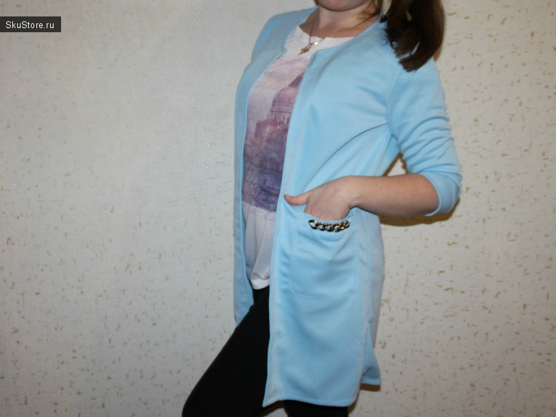 Пиджак-пальто голубого цвета