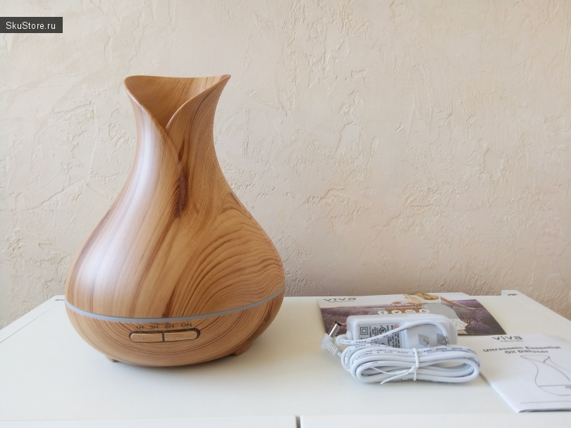 Арома-увлажнитель в виде деревянной вазы