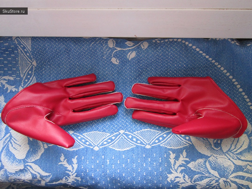 Красные кожаные перчатки с Алиэкспресс
