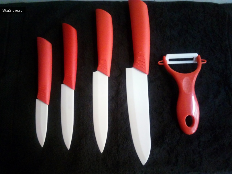 Набор керамических ножей с подставкой и пиллером