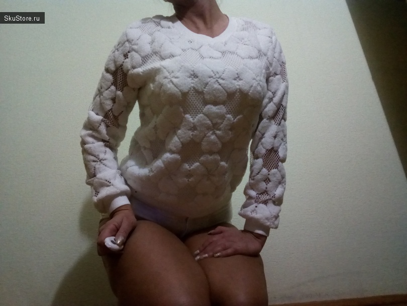 Ажурный белый свитер с AliExpress