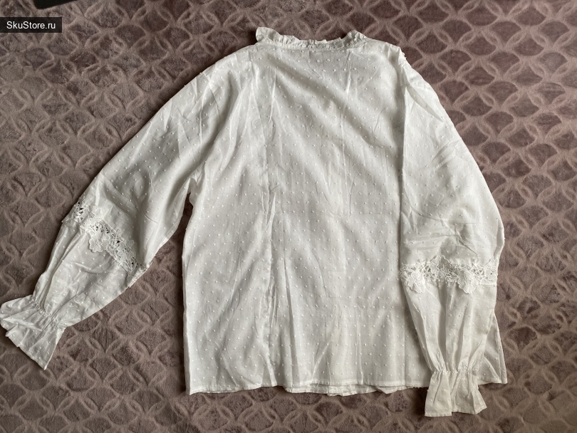 Кружевная блузка с ажурными вставками с Алиэкспресс